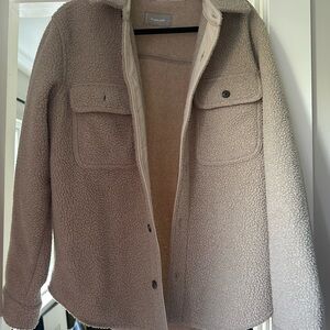 Everlane Women's Cream Teddy Shirt Jacket- M